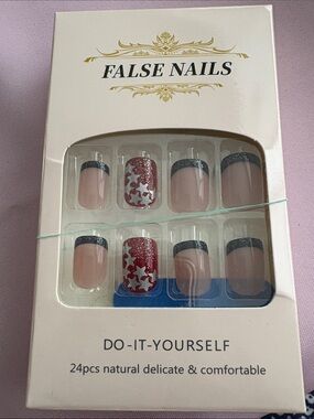 Press on Nails Short French Tip Square Oval